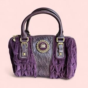 Juicy Couture Royal Crown Vintage Purple Velvet Crest Satchel Handbag‎ Y2K